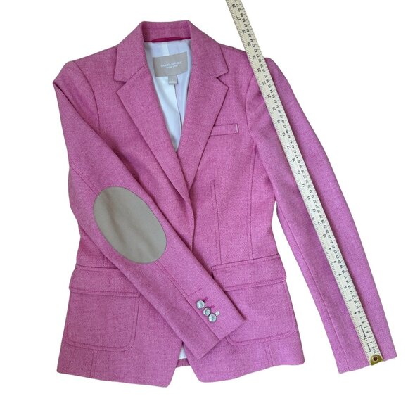 BANANA REPUBLIC Pink Blazer Women's 0 Wool Jacket Elbow Patches Fully Lined NWOT - Picture 8 of 8